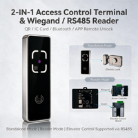 Terminal de contrôle d'accès 2 en 1 Wiegand RS485 Lecteur de cartes QR RFID Boîtier métallique étanche IP65 Déverrouillage à distance par application