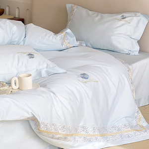 Luxury Pure Cotton Embroidered <b>Bedding</b> <b>Set</b> 1.8M Home Use Breathable 4 Pcs - Product Image 1