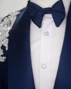 Slim Fit su misura su misura per la festa di nozze da sposa si adatta al miglior <span class=keywords><strong>Blazer</strong></span> da <span class=keywords><strong>uomo</strong></span> <span class=keywords><strong>bianco</strong></span> in tinta unita per abito da ballo con perline - Product Image 4