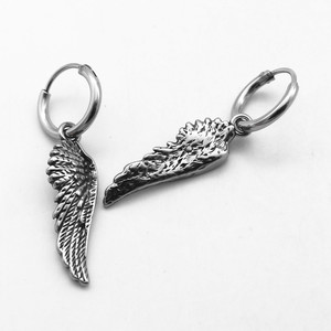 yunnique Angel <b>Wing</b> Drop <b>Earrings</b> Titanium Steel Tibetan Silver Unisex Jewelry Gift - Product Image 2