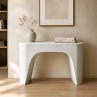 Table console blanche effet roche patinée, table d'appoint design arche, table de foyer nordique de luxe pour salon, entrée, intérieur