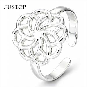 JUSTOP 925 Silver Plated Ball Pattern Cocktail <b>Ring</b> Modern Unisex Daily Wear Jewelry - Product Image 2