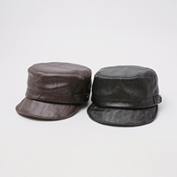 Casquette de marin en cuir PU pour femme, style rétro, calotte plate, chapeau marine minimaliste et élégant, tendance automne-hiver, accessoire de mode urbaine