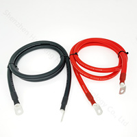 Kabel baterai Terminal cincin silikon fleksibel Marine 2/0 1/0 2 4 6 AWG kabel baterai tembaga timah dengan M8 Lugs
