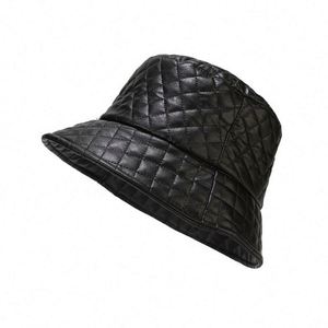 <b>Small</b> Plaid Leather Fisherman Hat Simple Art Casual Outdoor Sun Protection Distressed Custom <b>Bucket</b> Hat - Product Image 4