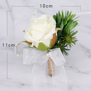 M618 Broches de Corsage para Boda Personalizados al por Mayor, Pin para Novios, Flor de Rosa Blanca, Boutonniere de Boda, Corsage de Muñeca - Product Image 6