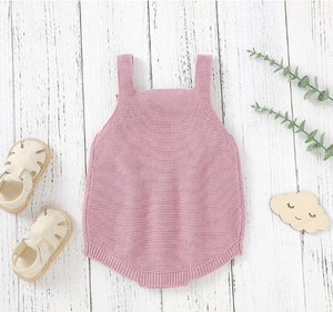Haute qualité doux coton été sans manches combinaisons barboteuses décontracté nouveau-né bébé tricoté vêtements pour bébé filles - Product Image 5