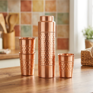 Juego de Botellas de Agua de Cobre Ecológicas Certificadas, con Revestimiento Anticorrosión, Diseño Martillado, en Caja de Regalo Personalizada - Product Image 1