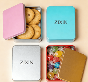 Прямоугольная жестяная коробка с индивидуальной печатью логотипа, низкий минимальный заказ, прочный универсальный контейнер для упаковки подарков и хранения печенья - Product Image 2