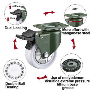YTOP <span class=keywords><strong>125mm</strong></span> Lenk rollen Lenk rolle mit Bremse Weiß PP Möbel Lenkräder - Product Image 2