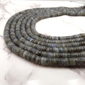Perles Heishi en labradorite naturelle de haute qualité, plates, rondes, lisses, en forme de roue, pour la fabrication de bijoux, vente en gros - Product Image 6