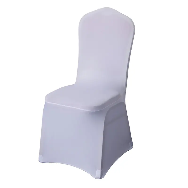 Hot sale ultra thin pure white home chair cover washable spandex 140gsm thickened stretch party wedding banquet chair cover