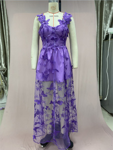 فستان سهرة نسائي لحفلات الزفاف على شكل حرف A-line سبليت فستان سهرة طويل ثلاثي الأبعاد من الدانتيل للأميرات - Product Image 6