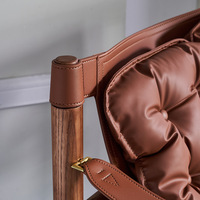 PurelyFeel nordique vintage unique chaise de loisirs designer salon maison canapé chaise en bois massif selle en cuir chaise safari