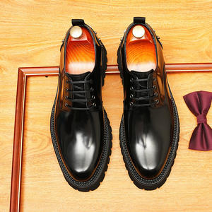 High-end Custom-Made Business Formal Platform Round-Toe Leather Men's Wedding Shoes Anti-Slippery Massage <b>Features</b> Rubber - Product Image 1