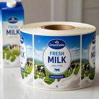 Étiquette personnalisée pour bouteille de lait, autocollant en film PE imperméable pour emballage de lait entier pasteurisé liquide