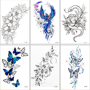 Tatuaje Temporal con Diseño Floral de Mariposa, Resistente al Agua, Impresión Digital, Talla Única, para Brazo - Product Image 1