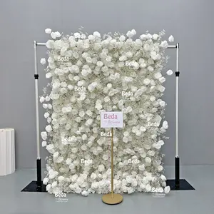 베다 5D 인공 녹색 꽃 벽 실크 리얼 터치 식물 사용자 정의 파티 웨딩 장식 웨딩 배경