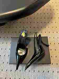 Elegantes Sandalias de Tacón de Aguja con Brillo de Charol para Mujer, Punta Fina, Forro de PU Delgado, Correa con Hebilla, Zapatos de Novia a la Moda - Product Image 5