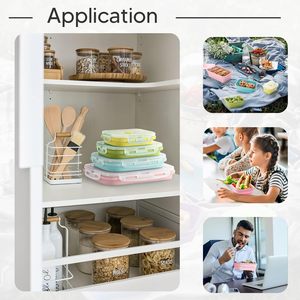 Customized Logo Kitchen Gadget BPA Free Silicone Lunch <b>Box</b> Bento <b>Box</b> <b>Collapsible</b> Folding Food <b>Storage</b> Container With Lids - Product Image 2