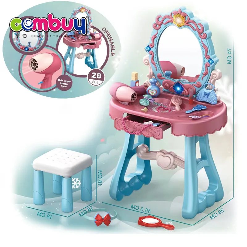 Pretend oyna çocuklar simülasyon makyaj oyunu kızlar tuvalet masası ve sandalyeler