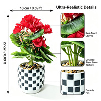 Plante miniature rouge de 27 cm, réaliste et authentique, directement de l'usine, plante artificielle pour la décoration de la maison