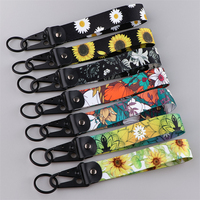 Porte-clés pendentif fleur bec d'aigle mignon pour voiture, idées cadeaux yoga, en métal motif marguerite, papillon, vagues, ornement suspendu
