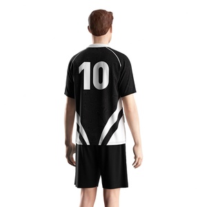 Maillot de football pour le jour du match avec col polo à insert en V, tricot à séchage rapide et options de design personnalisé - Product Image 3