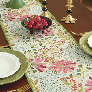 <span class=keywords><strong>Nappe</strong></span> rectangulaire DaiRui en <span class=keywords><strong>jacquard</strong></span> floral vintage avec bordure en dentelle crochetée à la main, style campagne française, pour 6 à 8 personnes - Product Image 2