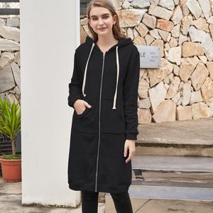 Custom Full <b>Zip</b> up <b>Hoodies</b> Long Tunic Sweatshirts Jackets Fashion Plus Size Hoodie With <b>Pockets</b> Womens Long <b>Hoodies</b> - Product Image 6