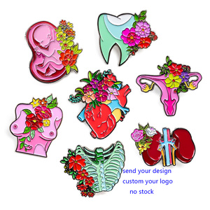 Broches de Metal Esmaltados al por Mayor, Broches Personalizados con Forma de Corazón, Cerebro, Pulmón, Útero, Costilla, Pecho, Insignias de Solapa, Regalo Promocional - Product Image 1