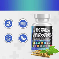 Capsule de mousse de mer WELLBODY OEM/ODM avec marque privée et huile de graines noires Ashwagandha bardane tout en un Capsules