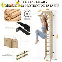 Barras de Gimnasia de Madera Maciza para Pared, para Padres e Hijos |   Barra de dominadas y escalera de escalada |   Fitness y Juego Seguros en Interiores para Niños y Adultos
