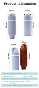 Customized Color Packing Silicone Stand up <strong>Pen</strong> <strong>Pouch</strong> with Cute Animal Face for School Pencil case - Product Image 3