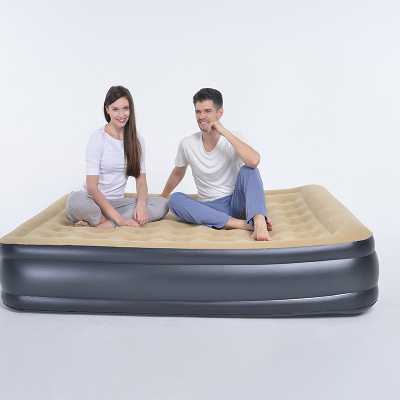 Comfortable Modern New Design luxury folding air bed double flocking inflatable air bed mattress with built in pump