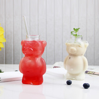 Vente en gros d'ours en peluche de dessin animé mignon de célébrité internet créatif tasse en verre eau café jus lait tasse
