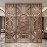 Paravent de luxe rond en acier inoxydable découpé au laser, motif circulaire, finition PVD or rose, pour hôtel, villa, cloison de pièce sur mesure
