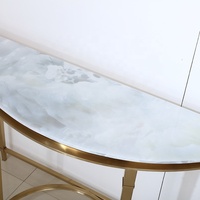Meubles de maison salon table de couloir à armature en acier inoxydable dorée de luxe table console moderne en marbre
