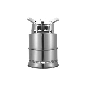 Poêle à bois portable d'extérieur, grande taille, en acier inoxydable épaissi, pour la cuisson en camping, couleur argent - Product Image 5