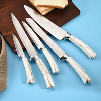 Ensemble de couteaux de cuisine en acier inoxydable, ensemble de 7 pièces avec porte-couteaux et aiguiseur, coffret cadeau coloré pour un usage domestique