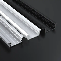 Système de profilés en aluminium d'extrusion Support en aluminium encastré Diffuseur Montage Bande d'extrusion Lumière Profil LED Canal Noir