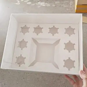IMEE现货10 14英寸透明盖蛋糕盒5 8孔高纸杯蛋糕 + 蛋糕塑料烘焙甜点包装盒