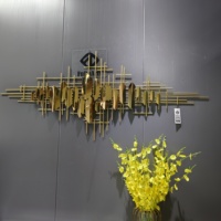 Décoration murale en métal doré de luxe, grande taille 150x64cm, pour salon et maison, vente directe d'usine, livraison directe