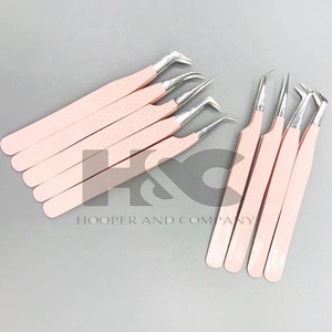 ที่หนีบขนตาปลอมแบบมืออาชีพแหนบสแตนเลสสำหรับต่อขนตาสีชมพูโลโก้ได้อย่างยั่งยืน - Product Image 5