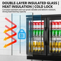 Réfrigérateur commercial vertical à double température 200L en acier inoxydable, 2 portes, R134a/R290, refroidissement par air, pour la présentation de bières