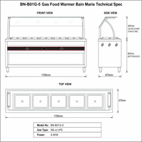Chauffe-Plats Bain-Marie à Gaz Autoportant en Acier Inoxydable de Haute Qualité pour Restaurant Professionnel