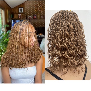 Extensões de Cabelo Sintético <span class=keywords><strong>Box</strong></span> <span class=keywords><strong>Braids</strong></span> Curto de 8 e 10 Polegadas, <span class=keywords><strong>Box</strong></span> <span class=keywords><strong>Braids</strong></span> Boho Pré-Enroladas para Crianças e Mulheres - Product Image 1