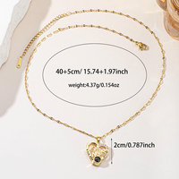 Collar Moderno con Colgante de Corazón para Mamá, Chapado en Oro Brillante, con Proyección 3D en Negro, Circonita Cúbica, Cadena de Piedras, Joyería para Mujer