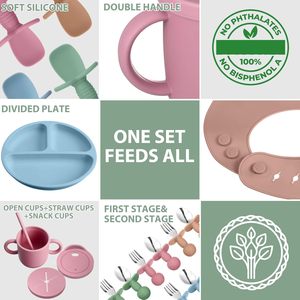 Personaliza el Set de Alimentación de Silicona para Bebés Más Vendido en 2026, Set de Regalo para Recién Nacidos, Set de Platos para Bebés - Product Image 3