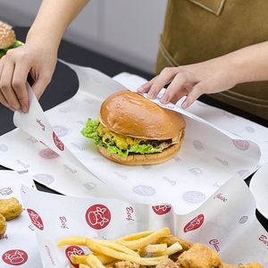 Custom Logo Greaseproof Wax <b>Paper</b> Fast Food <b>Wrapping</b> <b>Paper</b> Wholesale Printed Packaging <b>Paper</b> for Sandwich <b>Burger</b> & Fried Snacks - Product Image 1